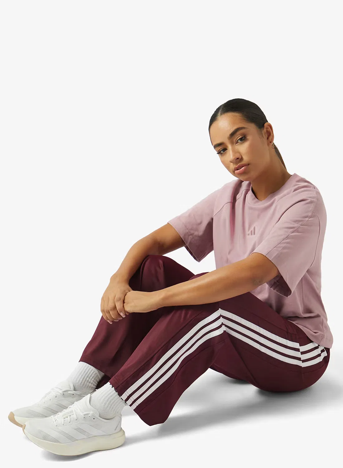 Брюки широкие с высокой посадкой Dayready Adidas, бордовый