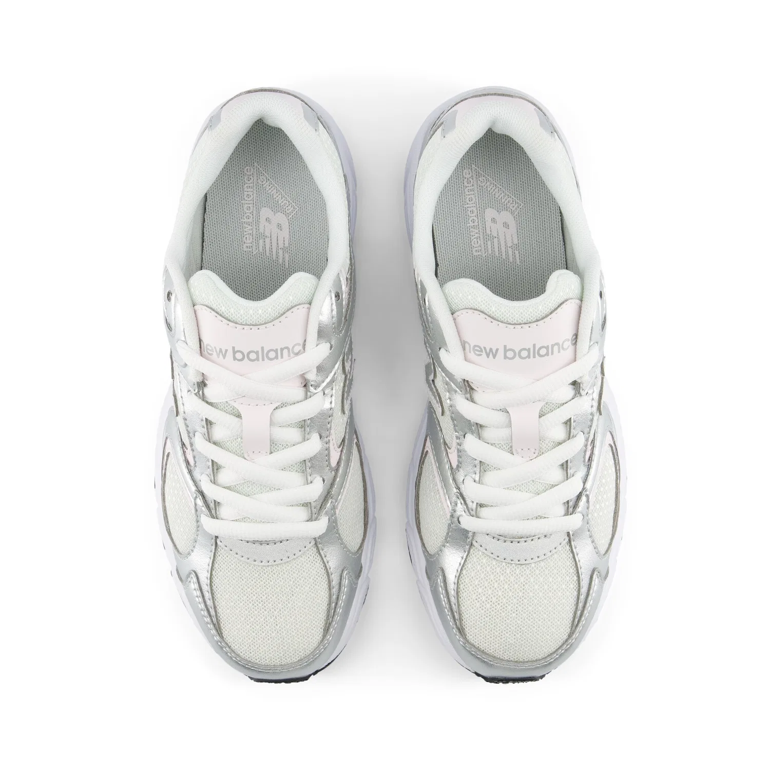 Детские кроссовки на шнуровке New Balance 408, Light Silver Metallic/Pink Salt — фото 4
