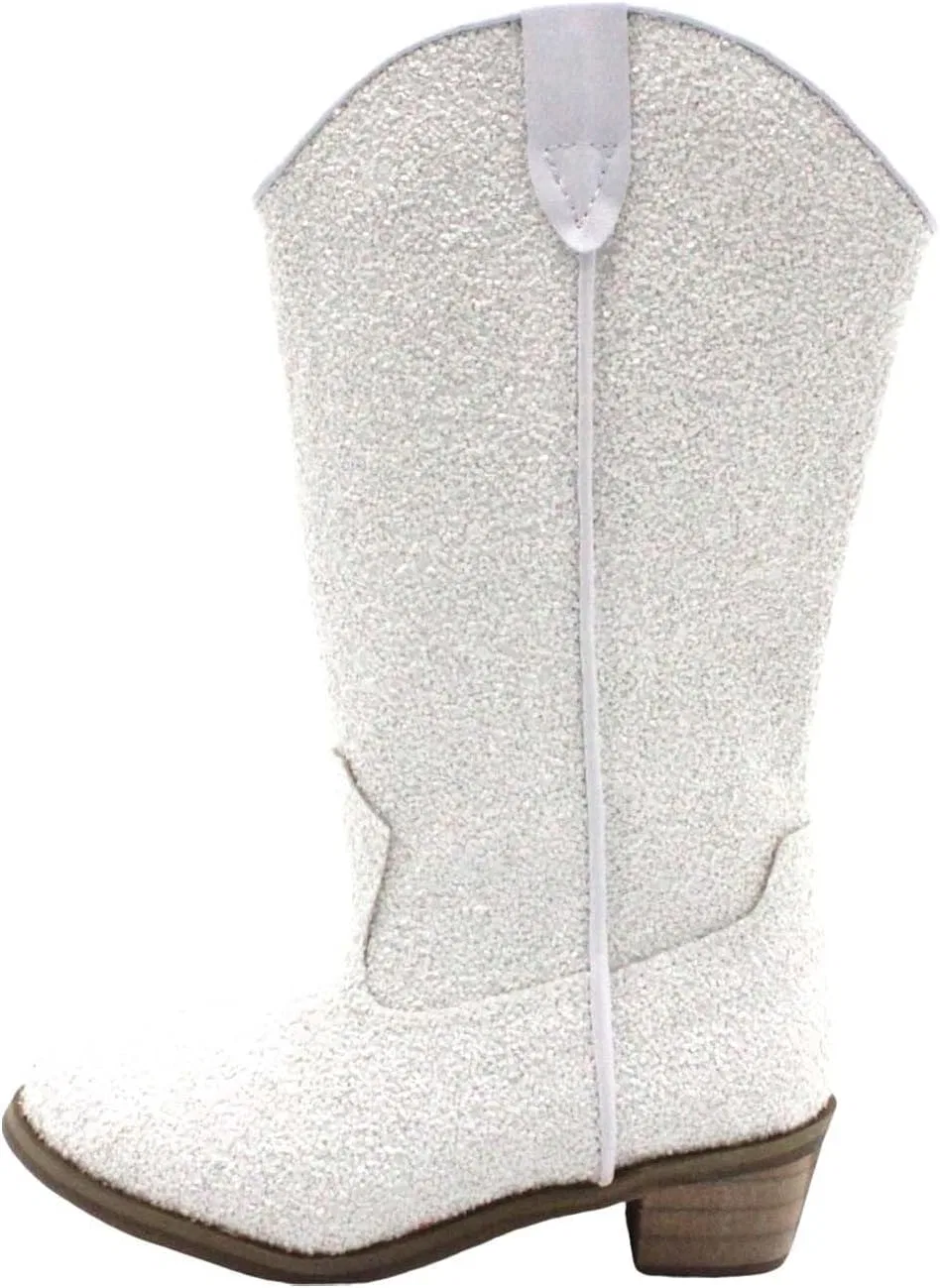 Детские сапоги для девочек с принтом из стразов Rhinestone Sparkly Cowboy Boots, White