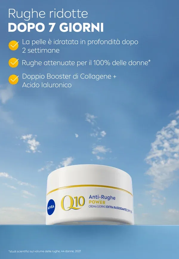 Крем для лица антивозрастной Q10 anti-rughe power extra rassodante spf 15 Nivea, 50 мл, transparent, прозрачный — фото 3