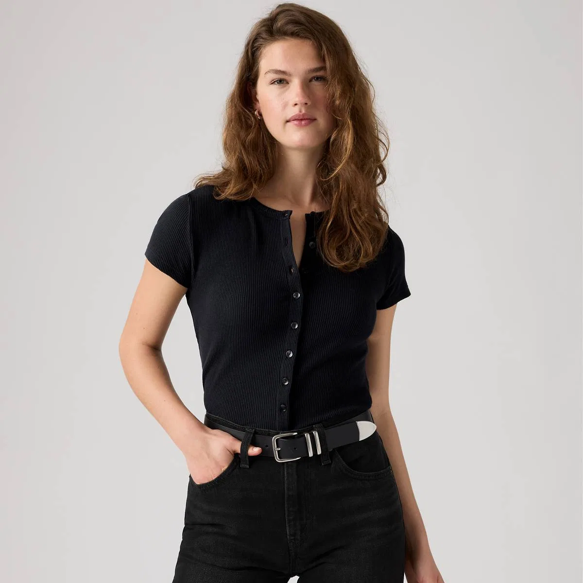 Рубашка с коротким рукавом на пуговицах Rory Levi's, Anthracite Night - Black