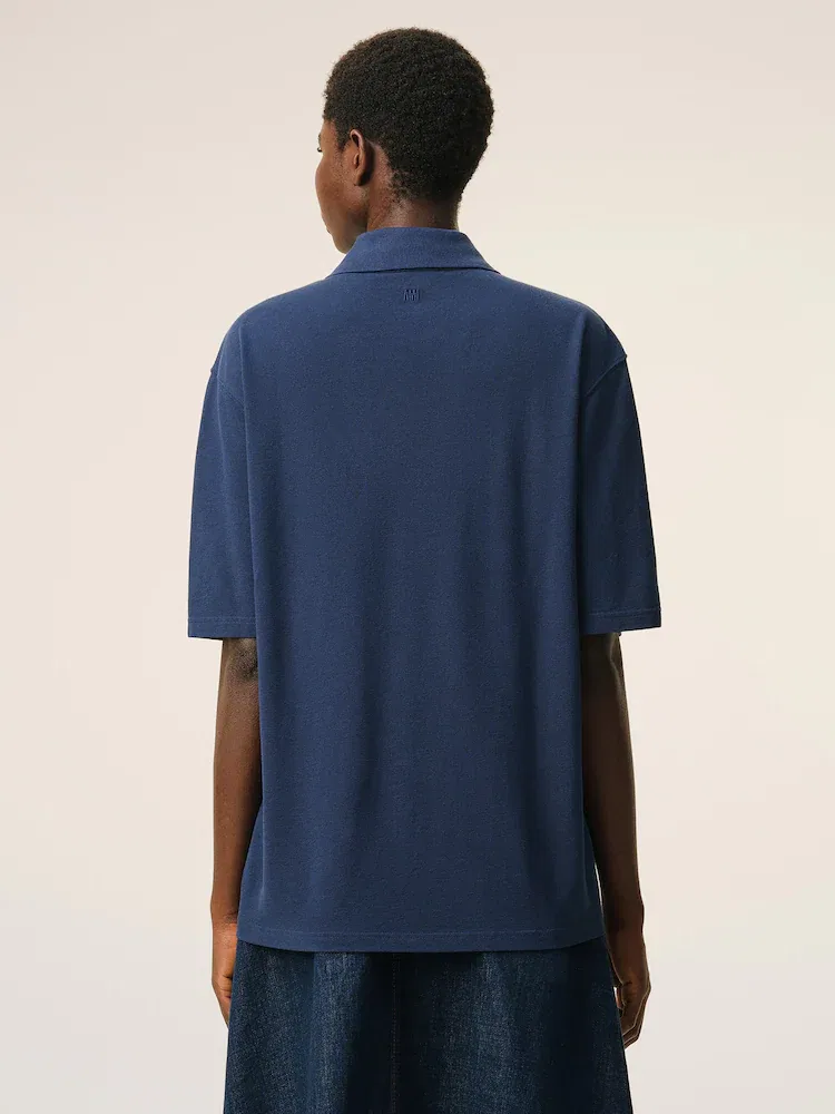 Футболка поло с вышивкой Boxy Fit, Ami De Coeur AMI PARIS, Navy — фото 4