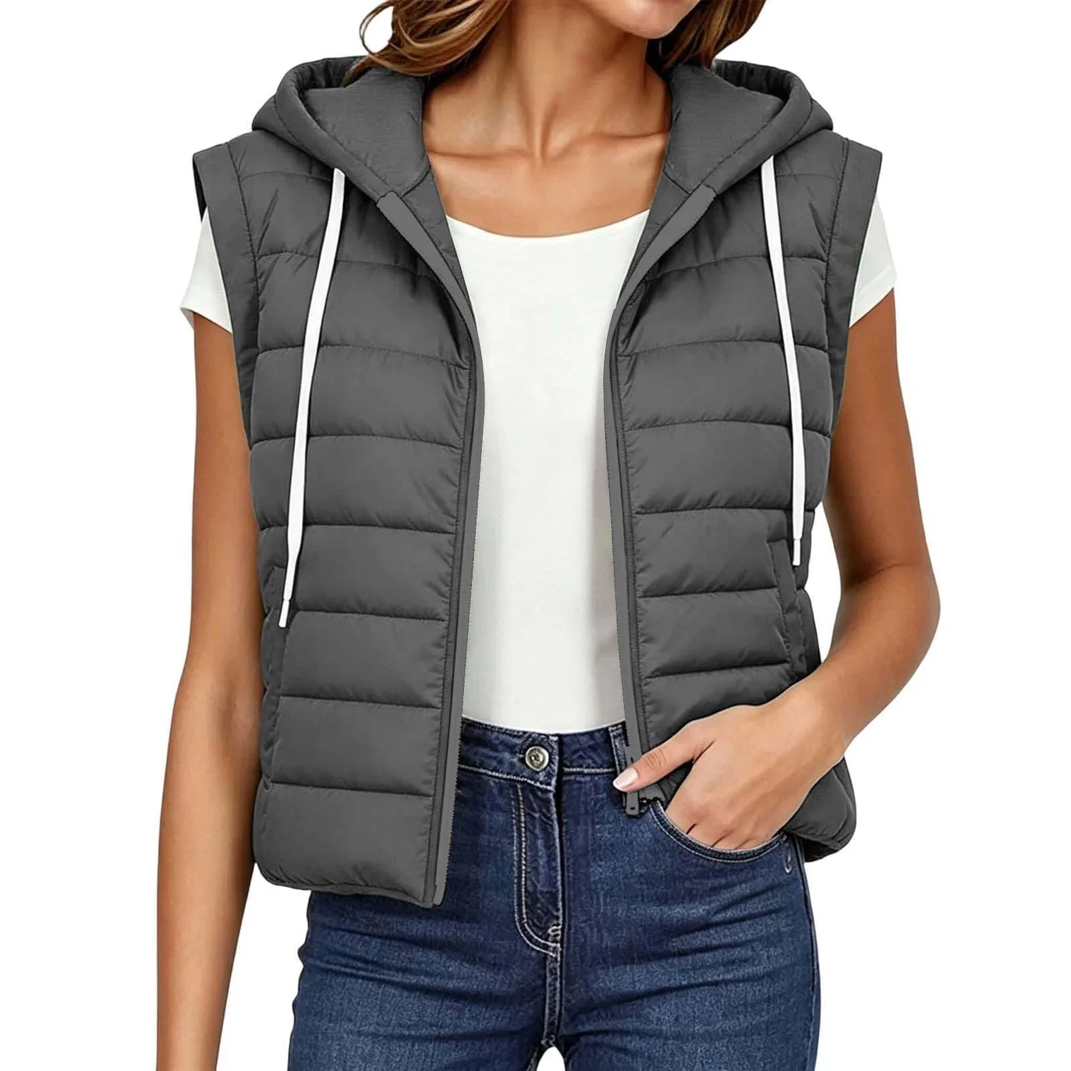 Женский утепленный жилет с капюшоном Bodywarmers, grigio