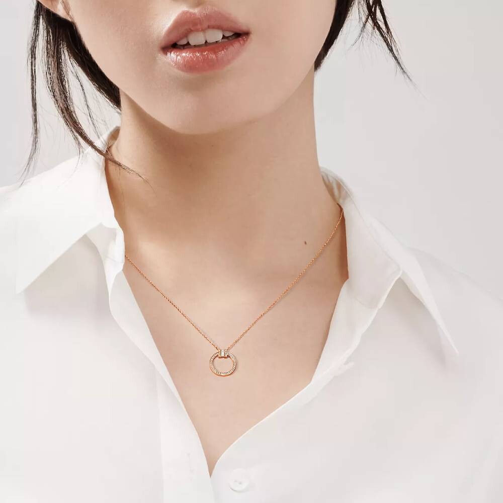 Кулон с цепочкой Tiffany & Co. Diamond, розовое золото с бриллиантами — фото 4