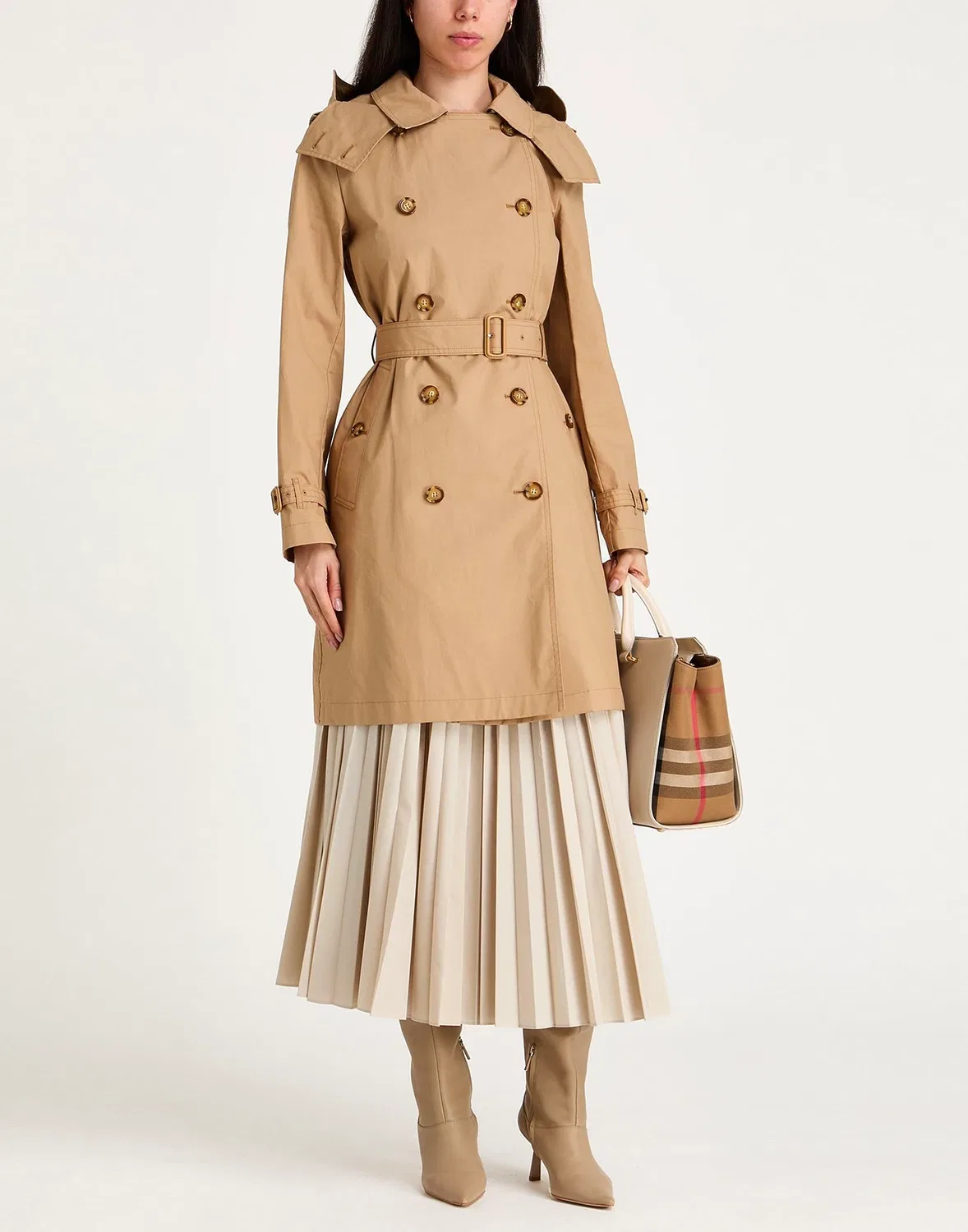 Женский тренчкот с поясом Burberry, коричневый — фото 2