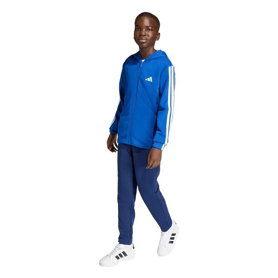 Детский спортивный комплект из футера с длинным рукавом adidas, Синий — фото 4