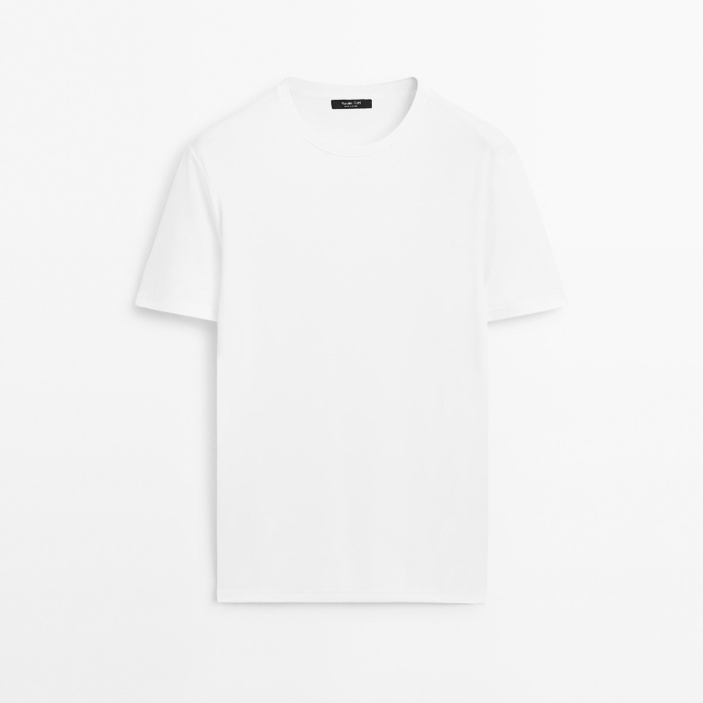 

Футболка Massimo Dutti из мерсеризованного хлопка, Белый, Футболка Massimo Dutti из мерсеризованного хлопка