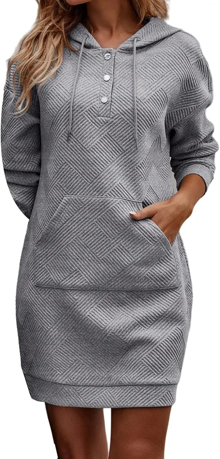 Женское худи-платье с капюшоном Pullover, Grey