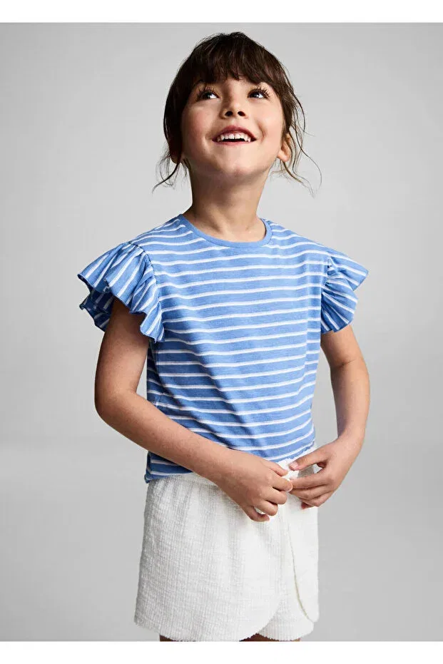 Детская футболка для девочек с оборками Mango Baby, Blue