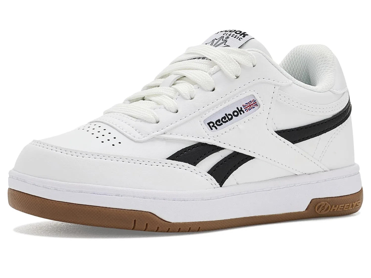 Кроссовки Reebok Club C (для маленьких и больших детей) Heelys, White/Black/Gum