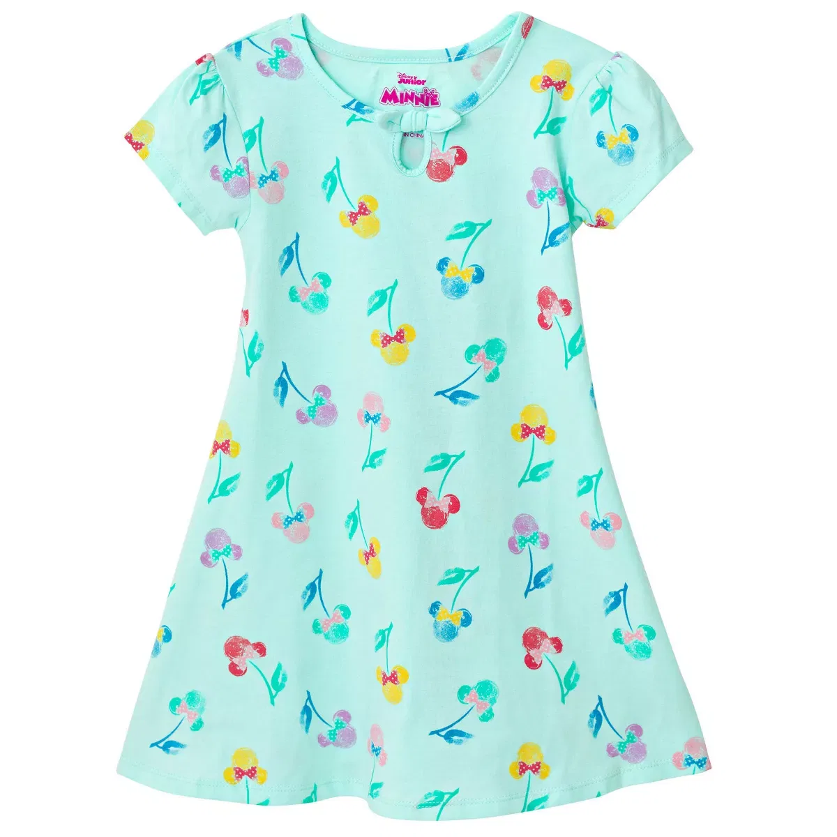 Детское платье для девочек с принтом Minnie Mouse Disney, Turquoise Blue