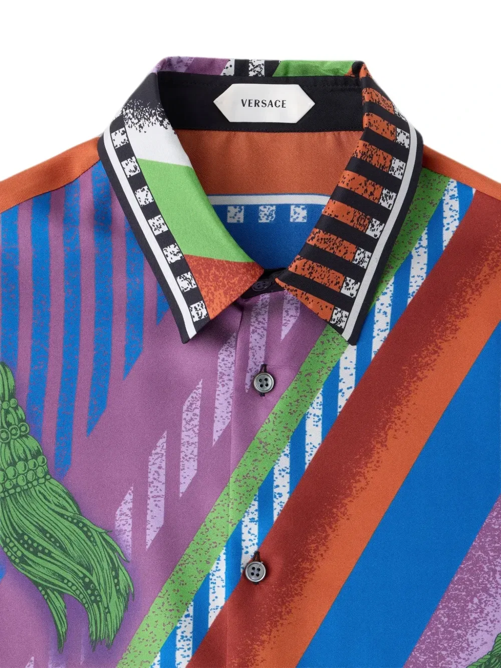 Рубашка с принтом кистей Versace, синий — фото 3