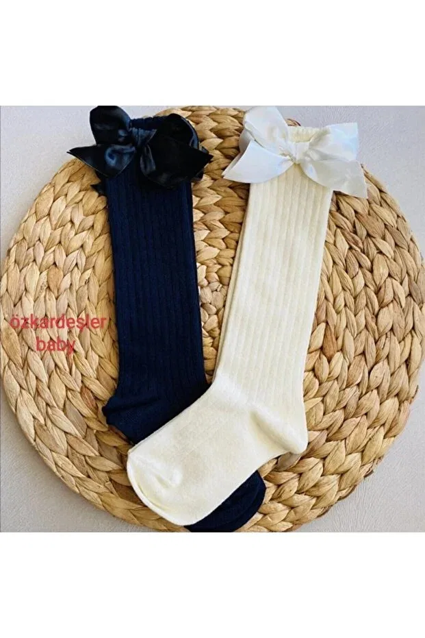 Детские носки для новорожденных с бантом Özkardeşler Baby, Black Ecru