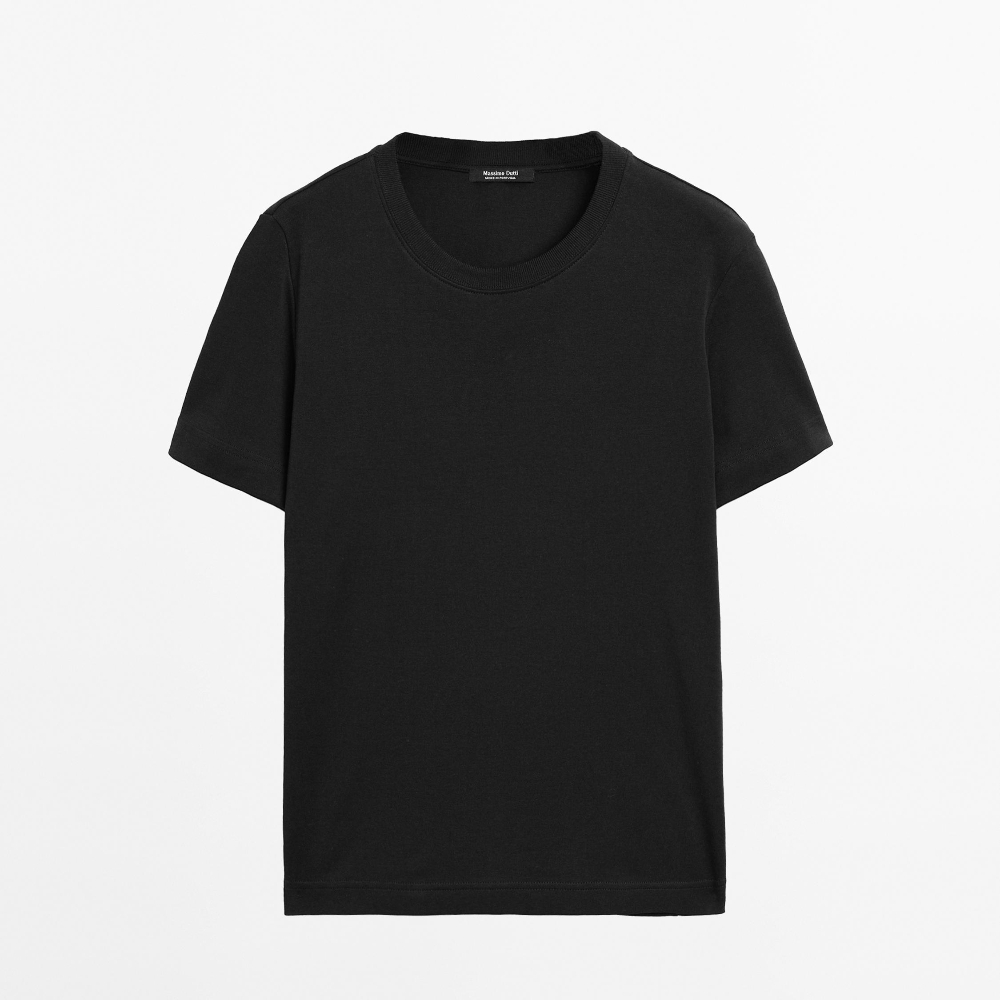 

Футболка Massimo Dutti 100% Cotton Interlock Crew Neck, черный