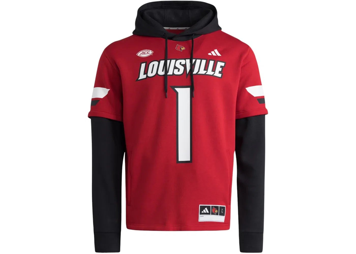 Мужская толстовка с капюшоном с принтом Hoodie Adidas, Louisville Team Power Red Black