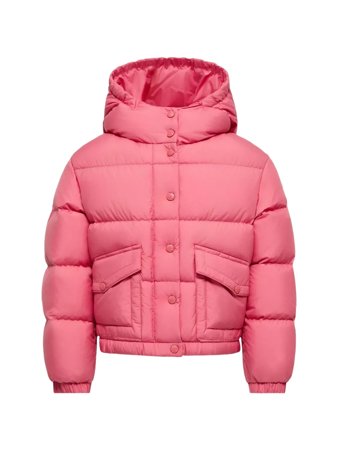 Стеганая куртка с капюшоном и нашивкой с логотипом Moncler Enfant, розовый