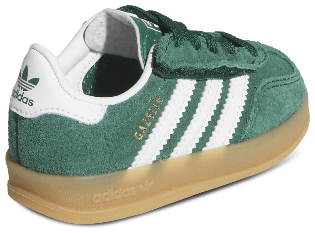 Кроссовки для мальчиков Gazelle Indoor Elastic Lace Adidas, цвет Collegiate Green/Gum/Ftwr White — фото 3