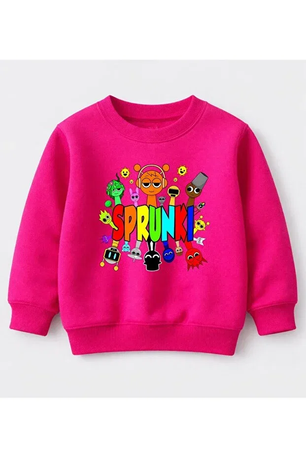 Детские свитшот для девочек с принтом Spunki Printed Cotton Children'S Sweatshirt Efendioğlu Design, Pink