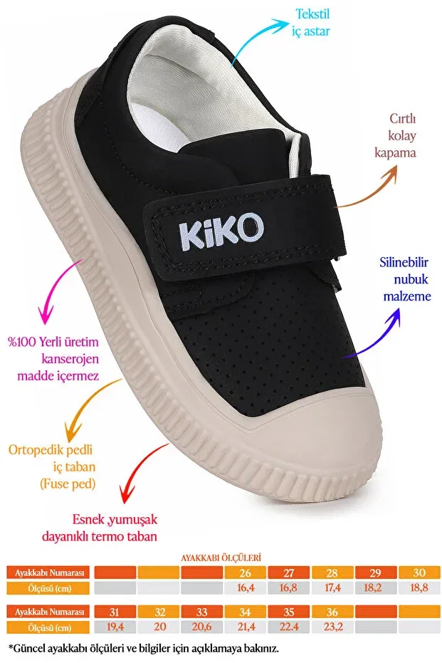 Детские повседневные туфли на липучке Squa Kiko Kids, Черный — фото 2