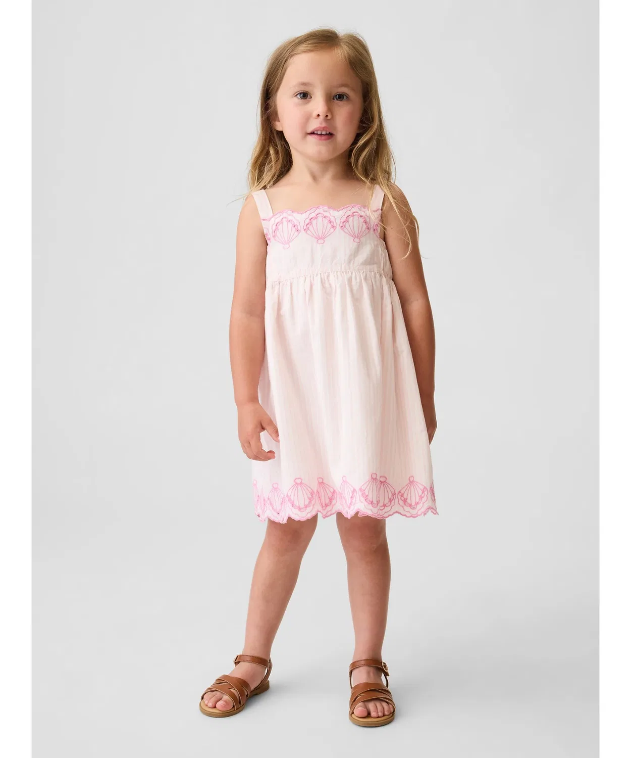 Детское платье для девочек без рукавов Айлет Шелл GAP, Pink