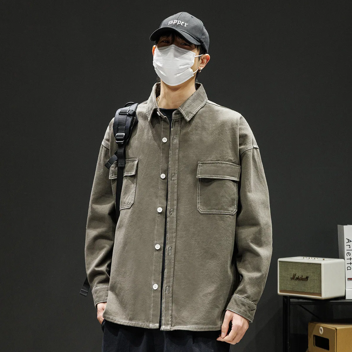 Детская джинсовая куртка с отложным воротником Tonlion, Dark Gray — фото 4