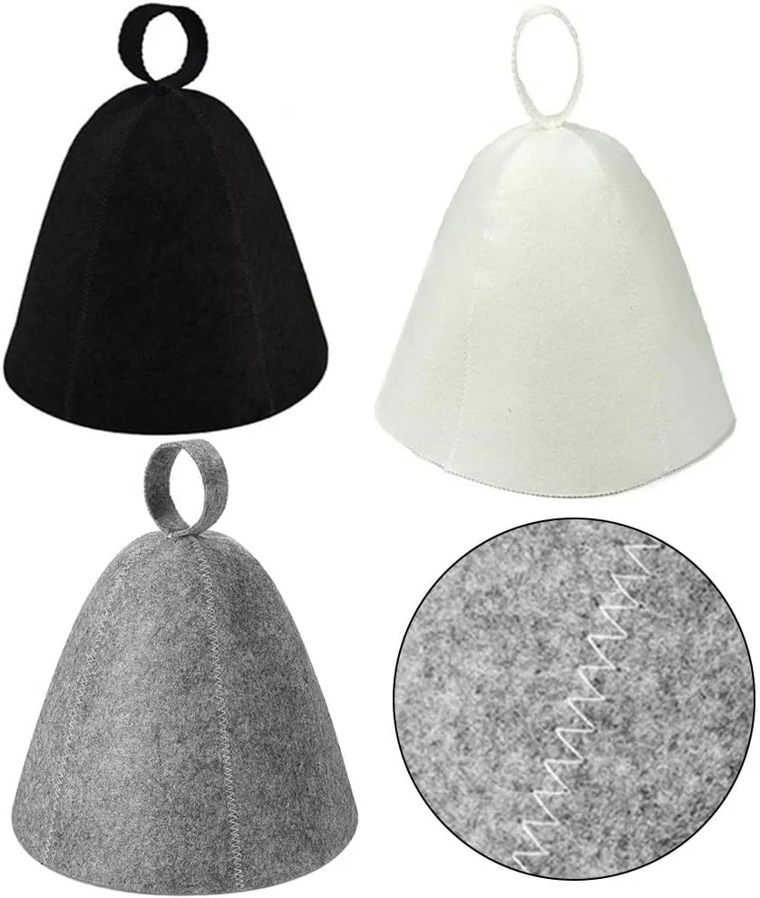 Шапка для сауны из фетра, Jurtmy, набор 3 шт, 70x23 см, Black + Grey + Grey — фото 3