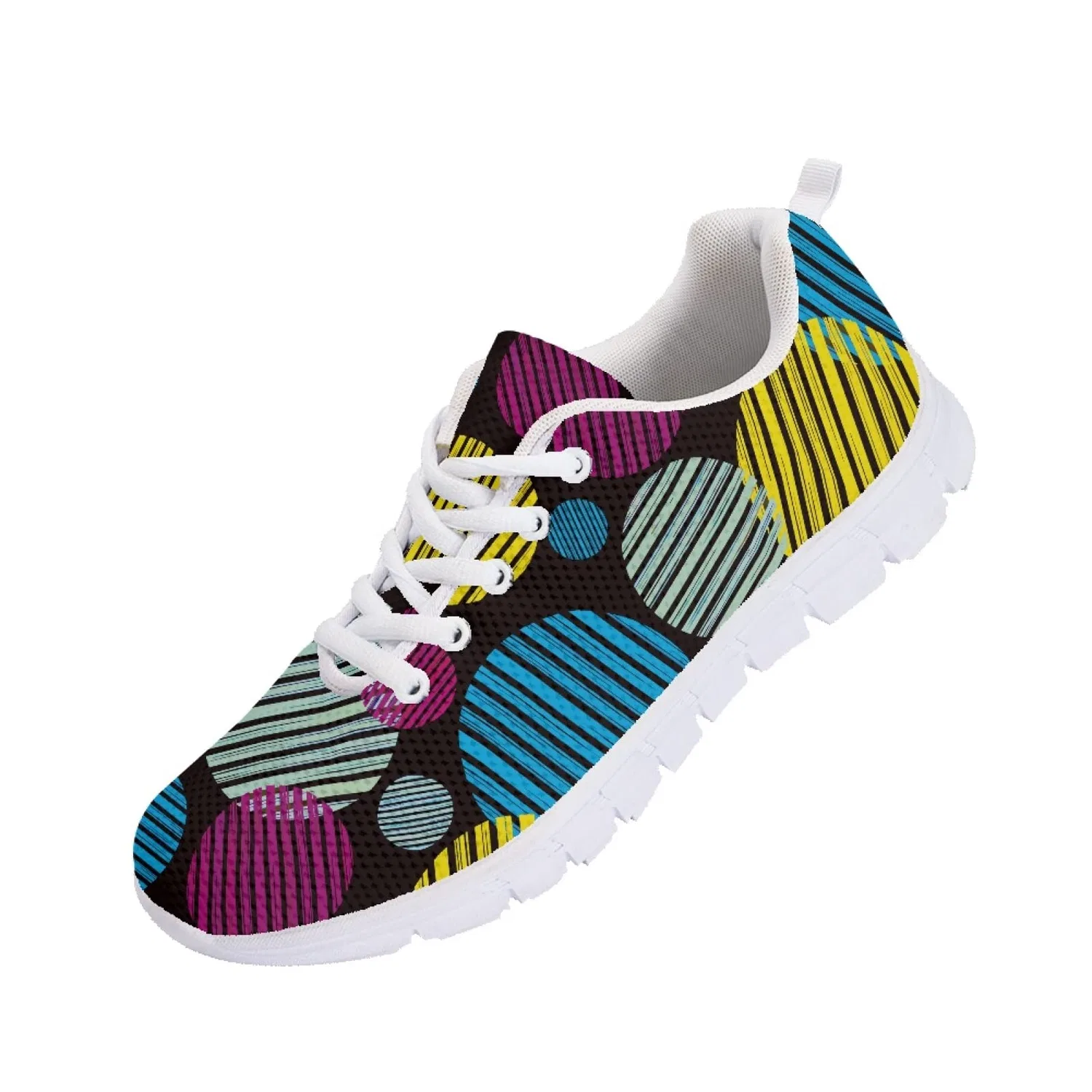 Детские кроссовки для девочек с принтом Running Shoes for Girls Girls Walking Trainers Paw Mushroom Sunflower Print Tie Dye Sports Shoes for Hiking Jogging Kuiaobaty, Colorful Circles