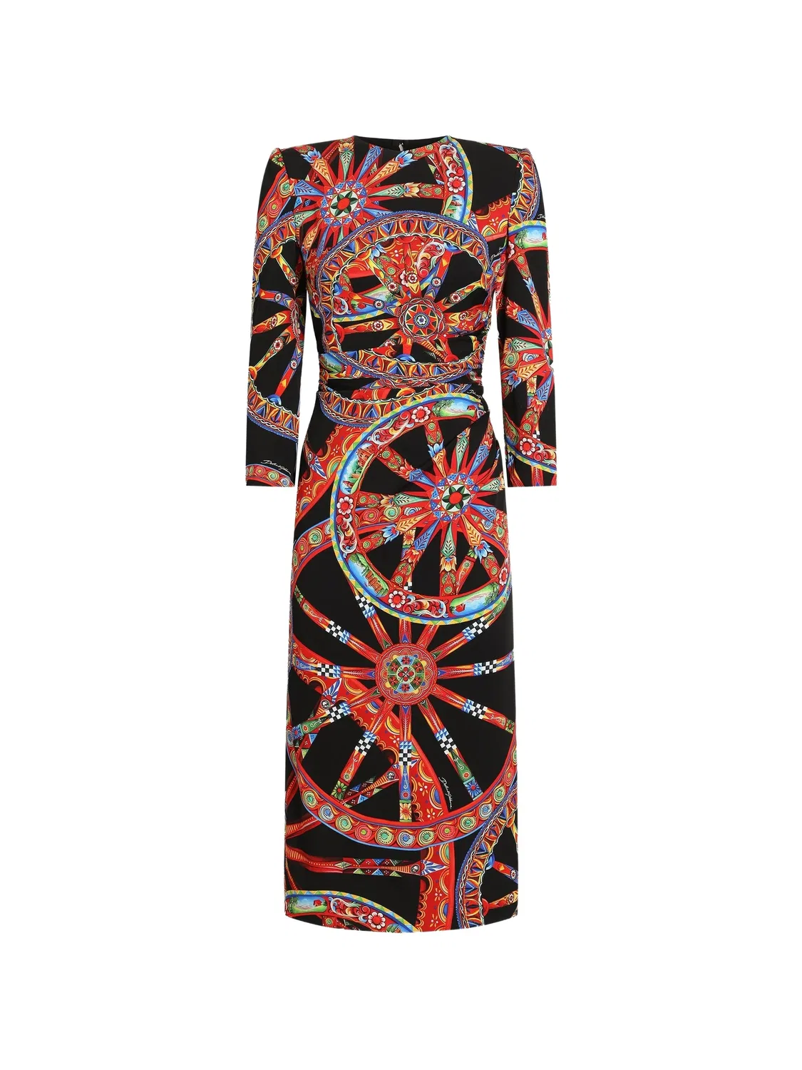 Платье Carretto-print из шелка Dolce & Gabbana, черный