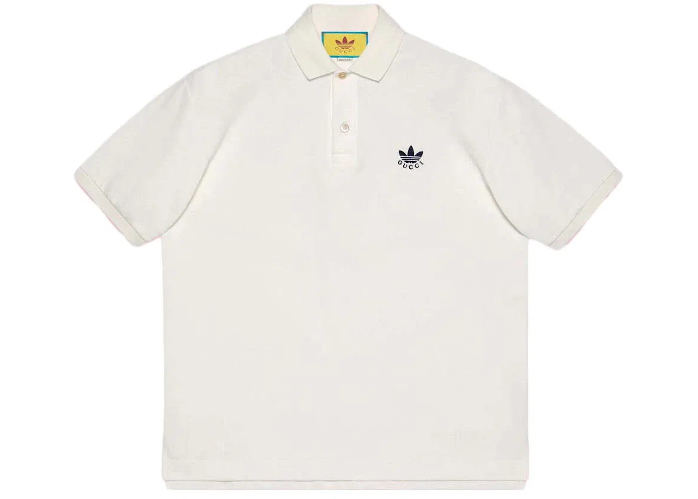 Мужское поло из хлопкового пике Gucci x Adidas Cotton Piquet Polo, White