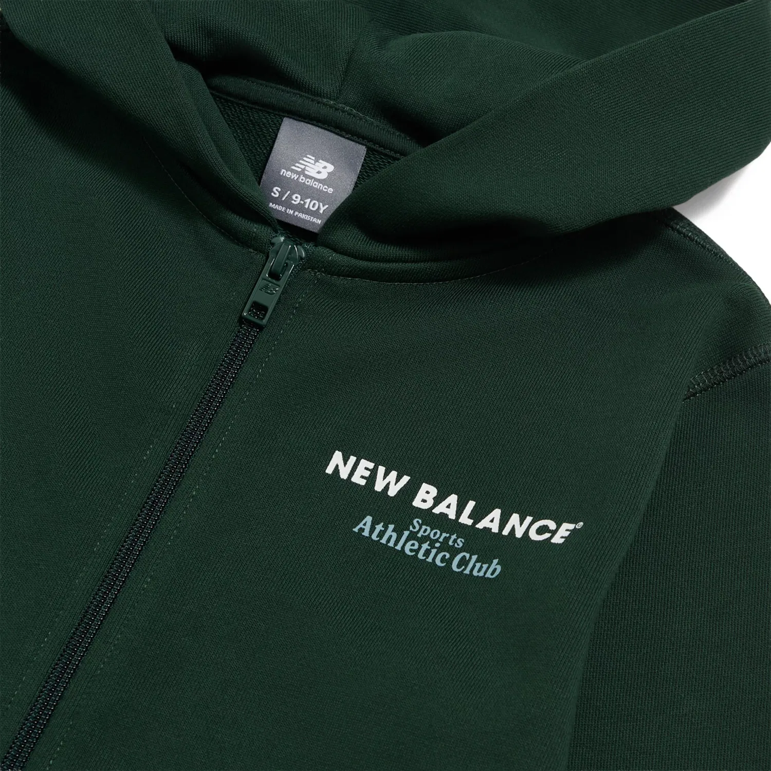 Детское худи на молнии с капюшоном с принтом Sports Club Graphic New Balance, Nordic Green — фото 4