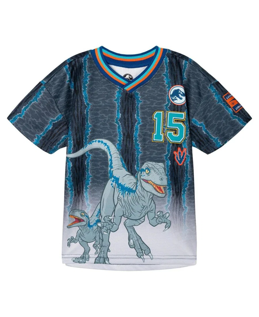 Футболка спортивная с принтом Jurassic Park, Blue Beta Grey Teal