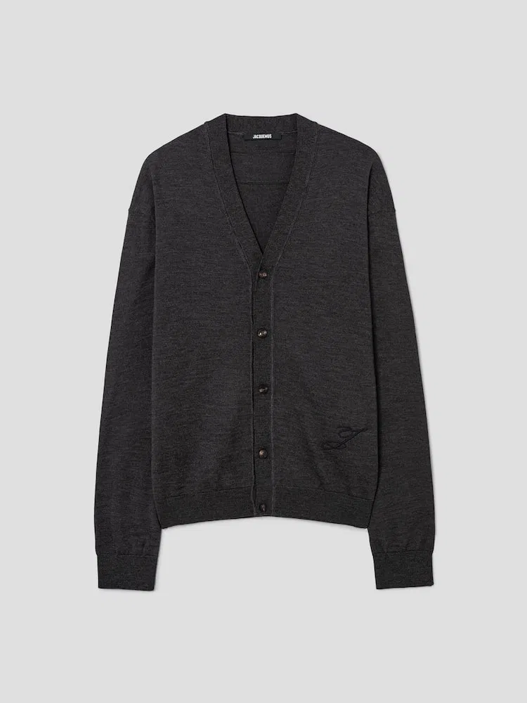 Кардиган мериносовый Le Cardigan J JACQUEMUS, Dark Grey