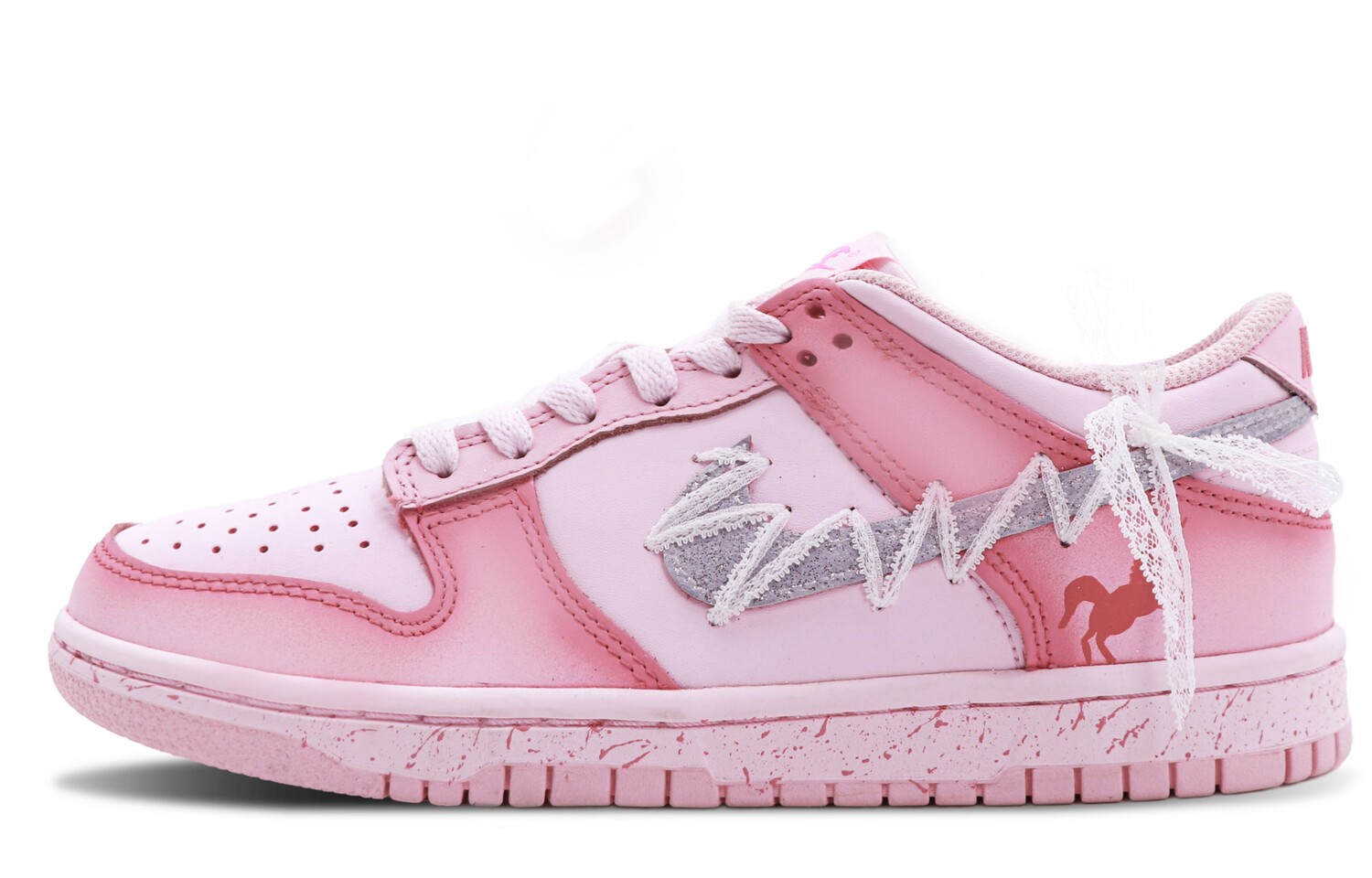 

Кроссовки для скейтбординга Dunk женские с низким верхом розовый/белый Nike