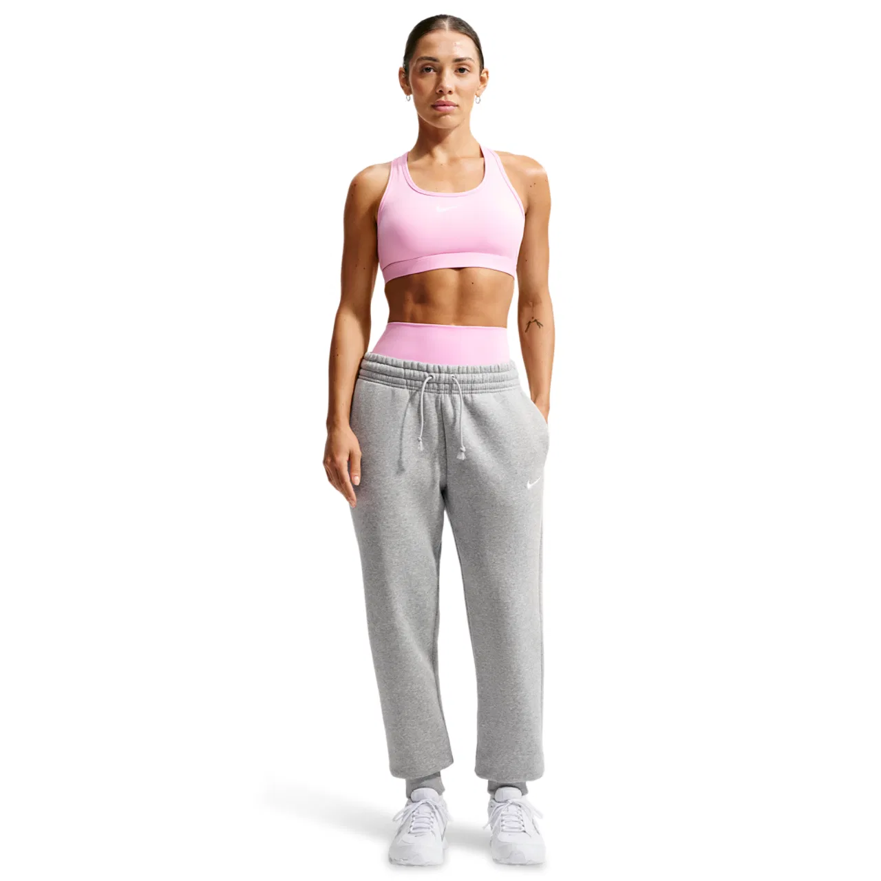 Женский спортивный бюстгальтер средней поддержки Dri-FIT Swoosh Nike, цвет White/Pink Rise — фото 3