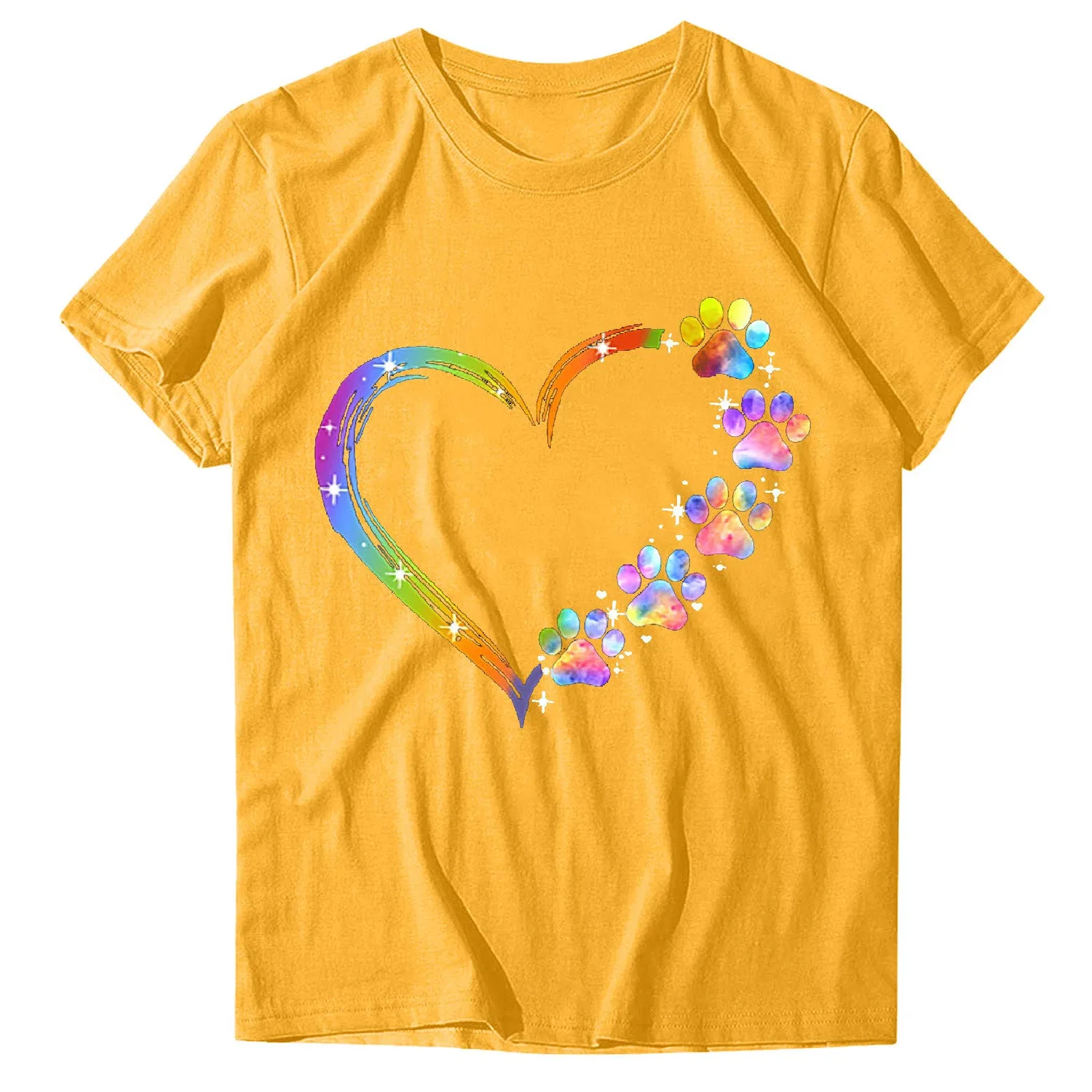 Женская футболка с принтом Women's Fashion Leisure Long Cotton Pyjamas, Yellow-d — фото 4