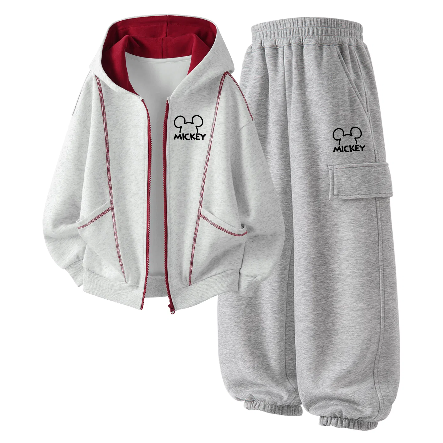 Детский спортивный комплект с капюшоном, Thick Board H Line K, Disney, Thick Board H Line K White Heather Gray+H Line K Gray