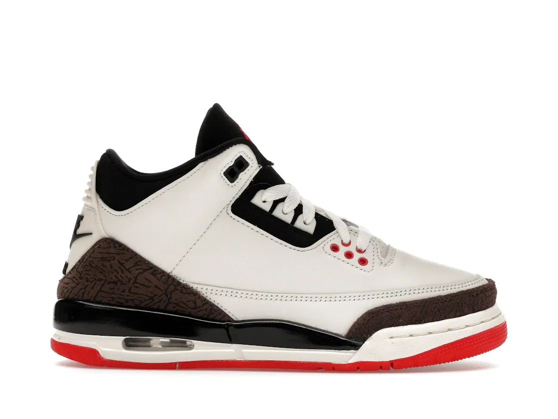 Детские кроссовки Lifestyle с принтом Jordan 3 Retro Jordan, Sail/Black/University Red/Pale Ivory/Palomino