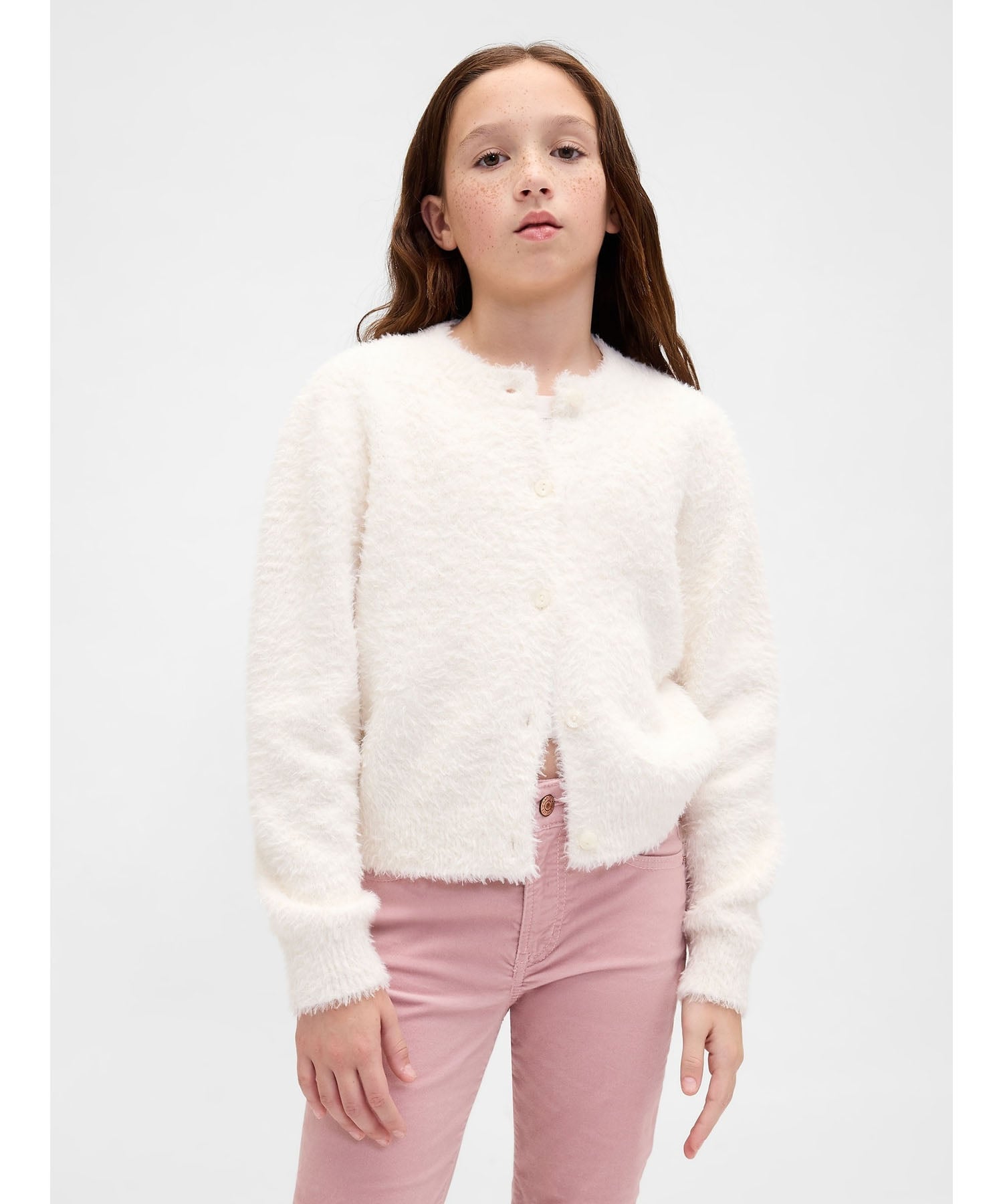 (K) Вязаный кардиган с бахромой (детский) GAP, IVORY_FROST
