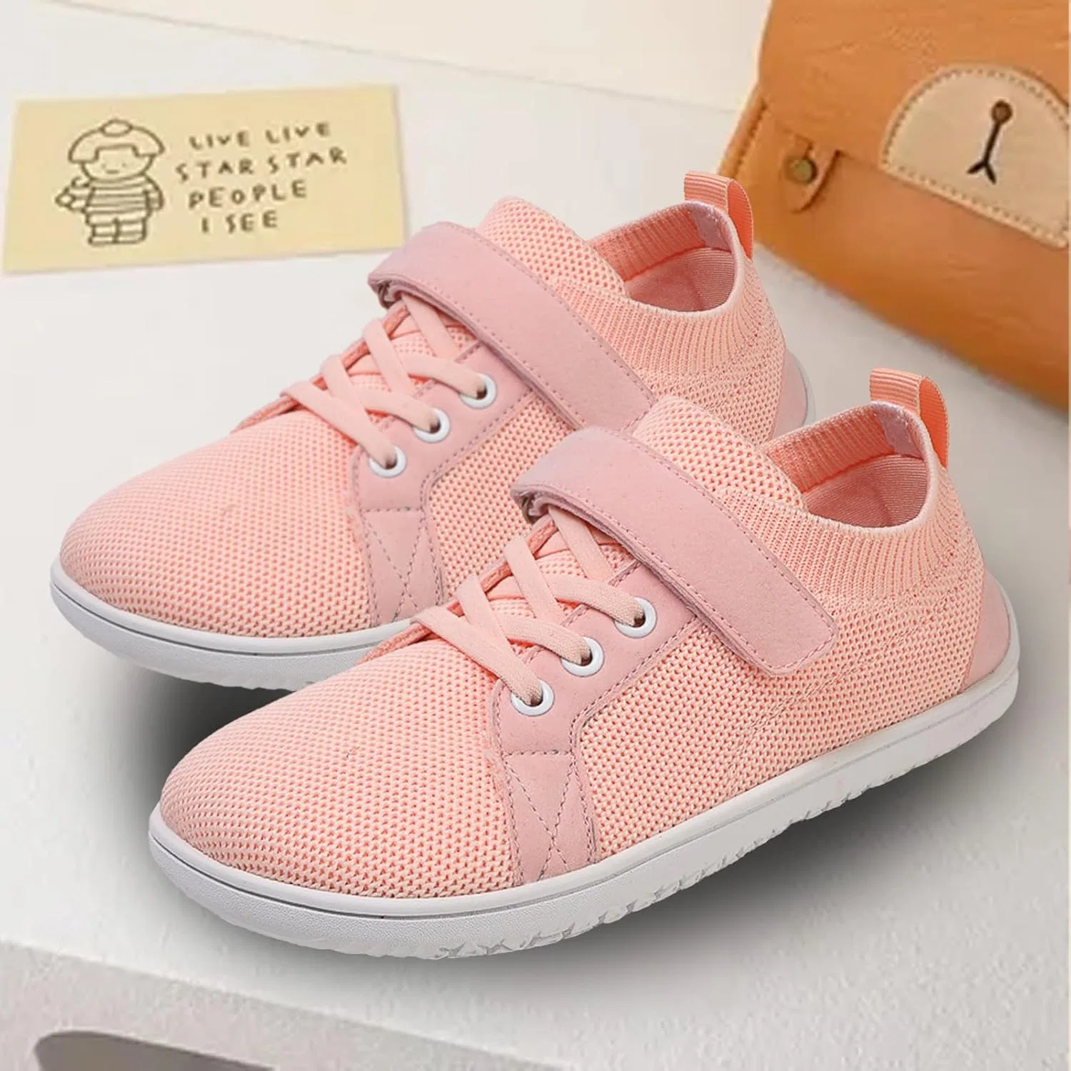 Детские кроссовки с широким носком для мальчиков и девочек, Pink — фото 2