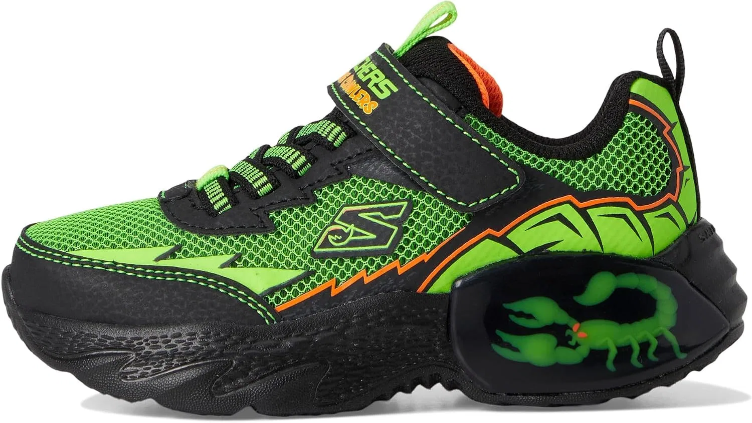 Детские кроссовки для мальчиков с принтом Creature-Crawlers Skechers, Black/Lime — фото 4