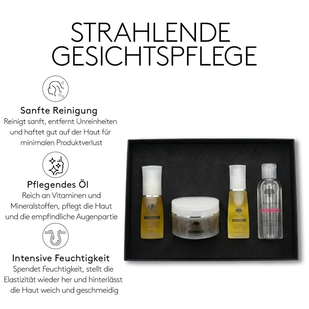 Набор для лица Argan Winkel, Arganic, 4 предмета: черное мыло, масло кактуса, аргановое масло 50 мл, розовая вода — фото 3