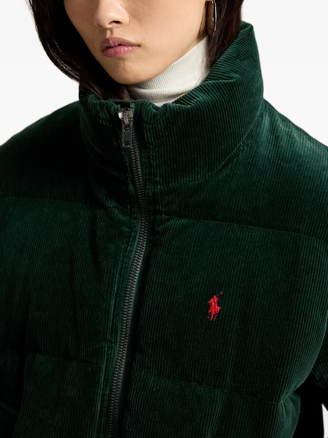 Пальто-пуховик вельветовое Polo Ralph Lauren, зеленый — фото 2