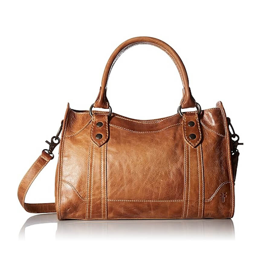 

Кожаная сумка Frye Melissa Zip Satchel, бежево-коричневый
