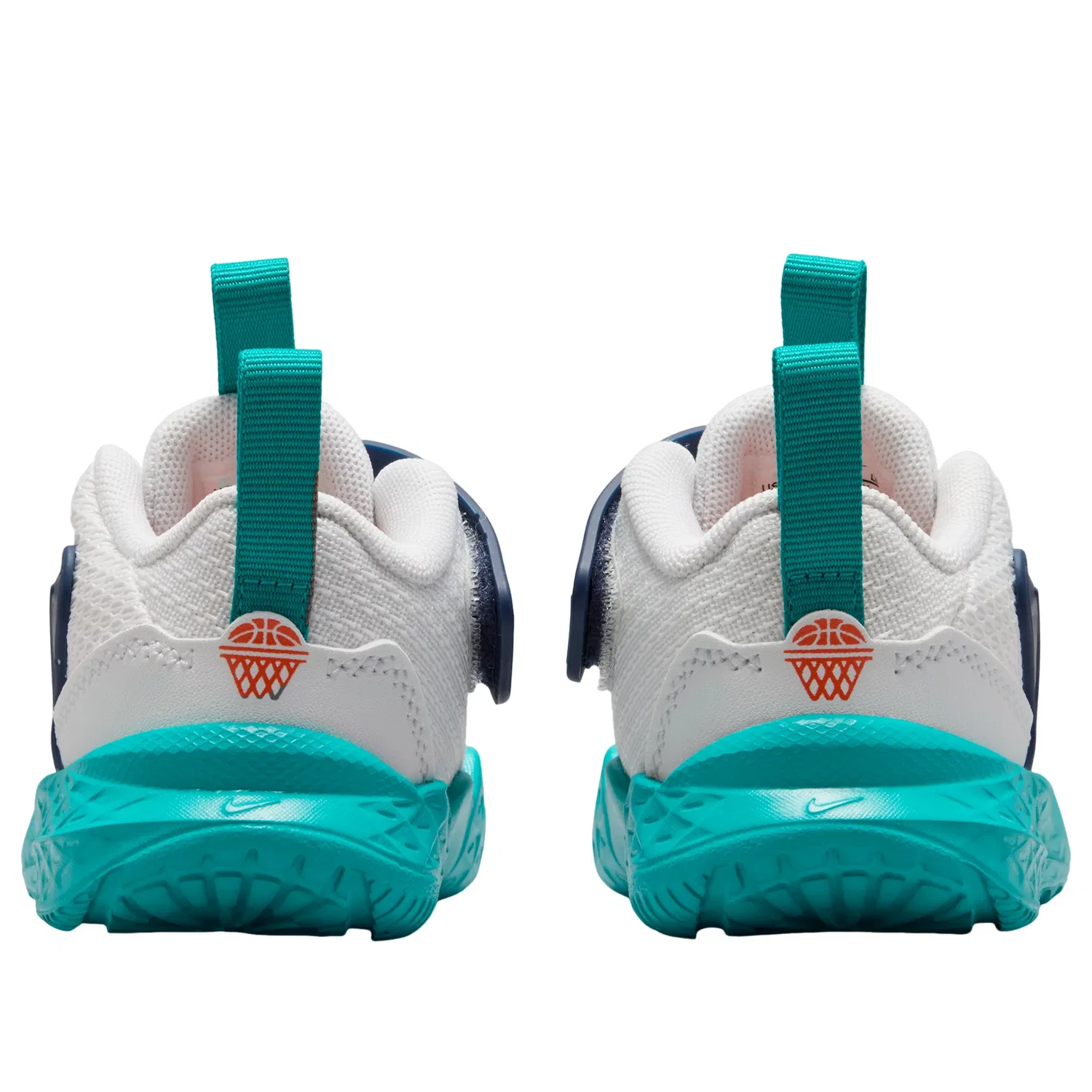 Детские кроссовки с сетчатым верхом Team Hustle D 12 'White Midnight Navy' Nike, Summit White/Energy/Midnight Navy/Safety Orange — фото 4