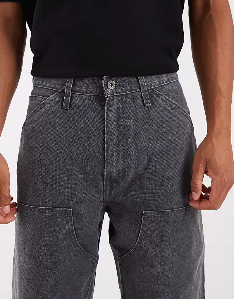 Джинсы Levi's Workwear 568 свободного прямого кроя с двойными коленями, выцветшего серого — фото 4