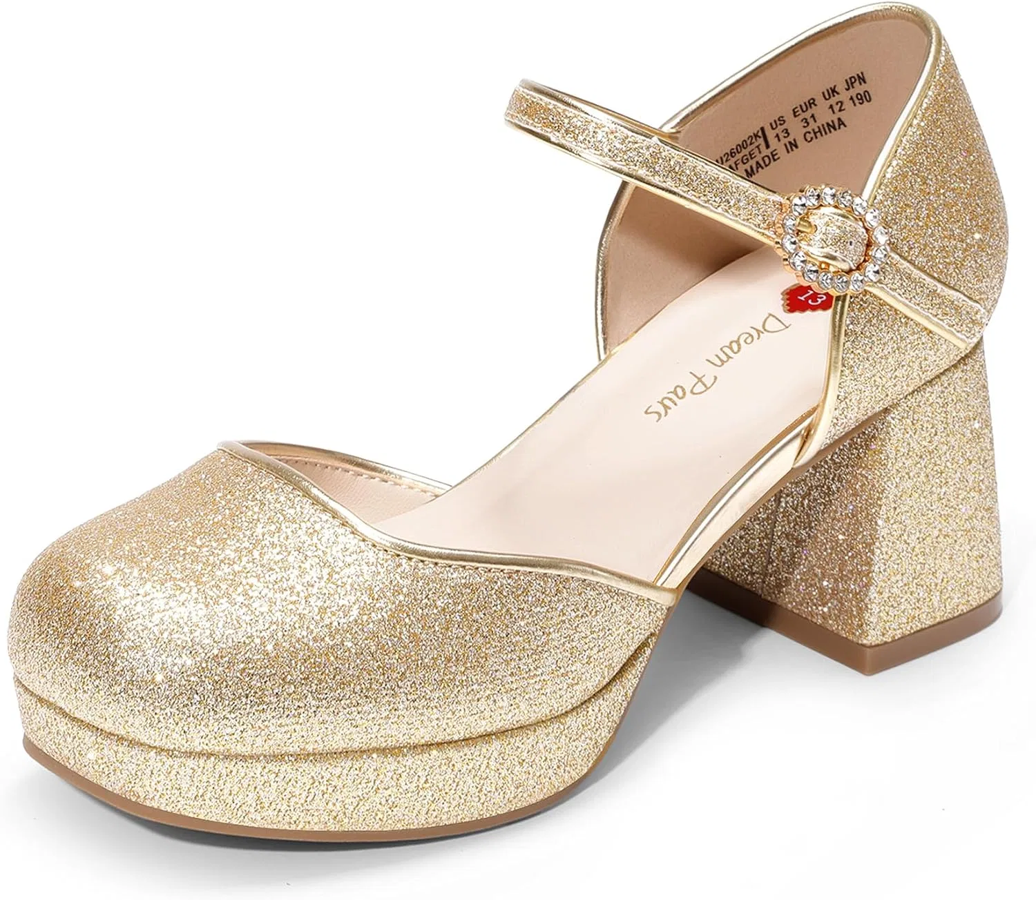 Детские туфли для девочек на платформе с цветочным принтом Flower Platform Heels DREAM PAIRS, White