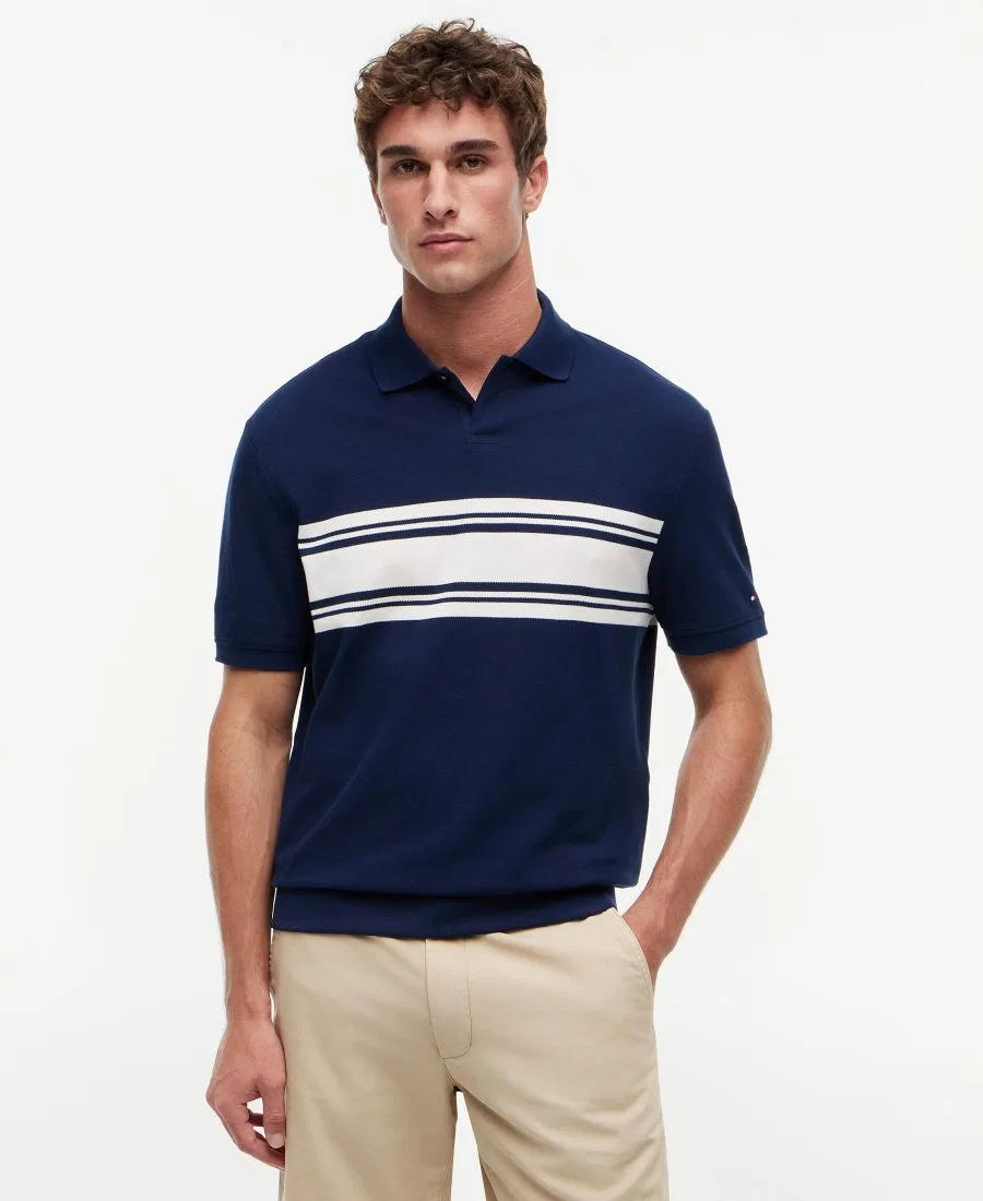 Поло с полосатым принтом Brenton Stripe Tommy Hilfiger, Carbon Navy