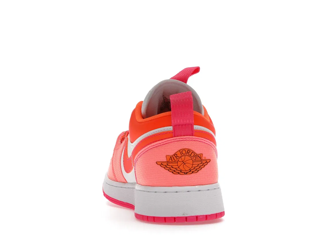 Детские кроссовки Lifestyle с системой фиксации Jordan 1 Low Utility Jordan, White/Orange/Pink — фото 4