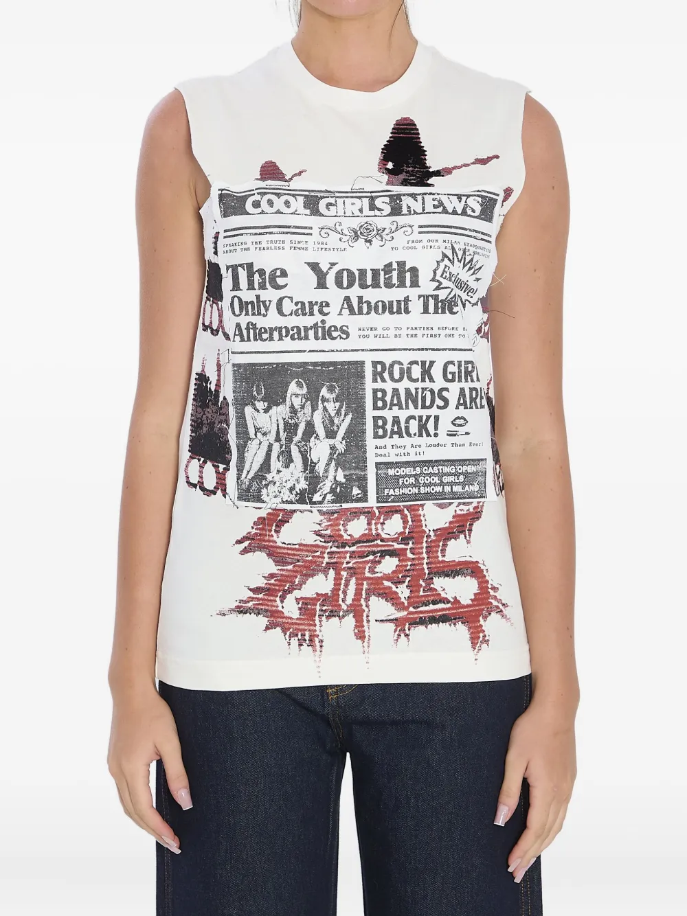 

Принтованный топ без рукавов Dolce & Gabbana, белый