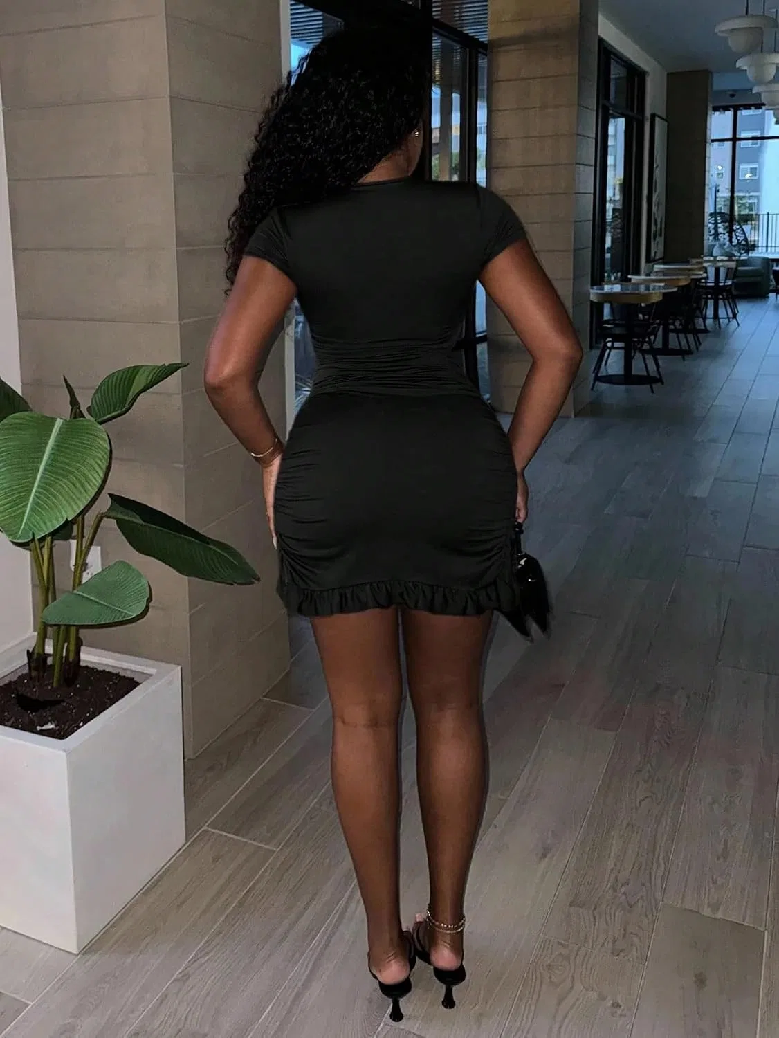 Женское облегающее платье с запахом Bodycon, Black — фото 3
